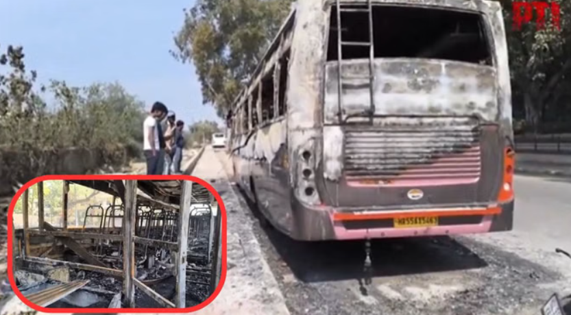दिल्ली में खड़ी बस बनी मौत: मछली मार्केट में निजी वाहन में लगी भीषण आग, हेल्पर सुनील शर्मा की झुलसकर मौत